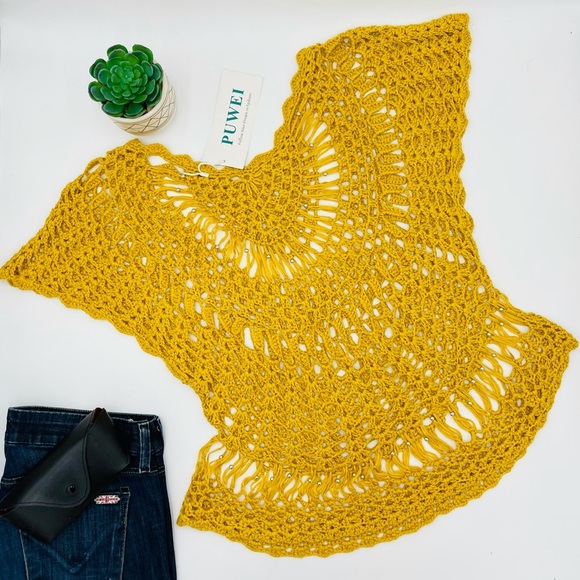 NWT knit mustard gold BEACH COVERUP TOP - Picture 1 of 5